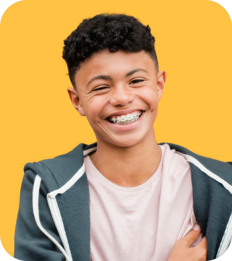 Smiling Boy Wearing Braces